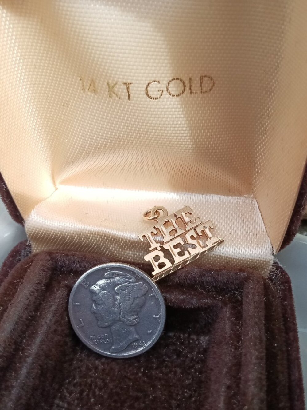 Solid 14kt Gold "THE BEST" Pendant